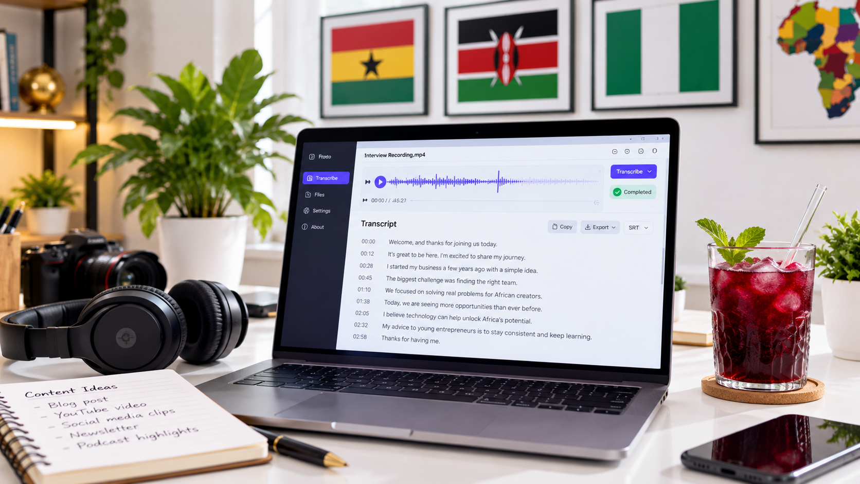Laptop with transcription going on