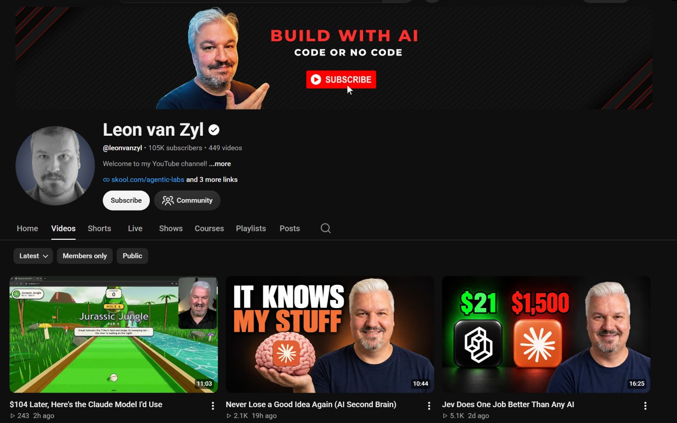 Leon van Zyl YouTube Channel